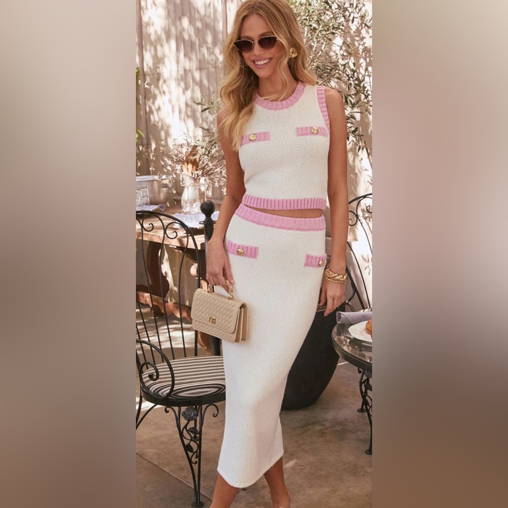 Contrast Knit Tank and Midi Skirt NWT Small